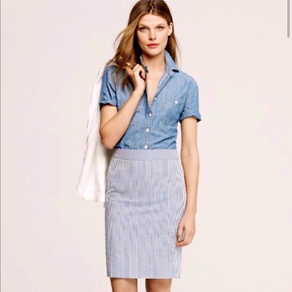 NWOT J. Crew No 2 Pencil Skirt in Seersucker